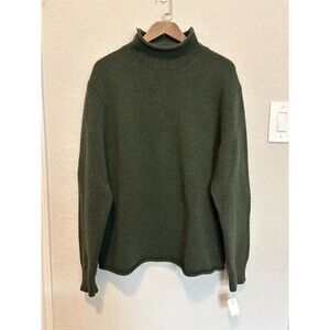 J. Crew Oarsman 100% Lambswool Mens Rollneck Sweater Size Large Fisherman Green